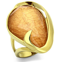 Load image into Gallery viewer, VL098 - IP Gold(Ion Plating) Stainless Steel Ring with Synthetic Synthetic Stone in Orange