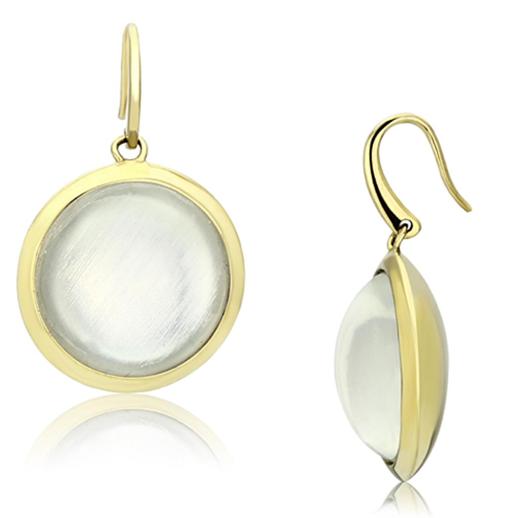 VL102 - IP Gold(Ion Plating) Brass Earrings with Synthetic Synthetic Stone in Clear