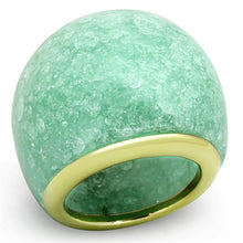 Load image into Gallery viewer, VL110 - IP Gold(Ion Plating) Stainless Steel Ring with Synthetic Synthetic Stone in Emerald