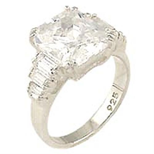 00827 High-Polished 925 Sterling Silver Ring with AAA Grade CZ in Clear