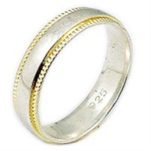 02520 - Gold+Rhodium 925 Sterling Silver Ring with No Stone in No Stone