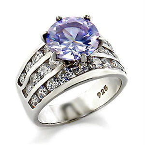 03614 - High-Polished 925 Sterling Silver Ring with AAA Grade CZ  in Light Amethyst