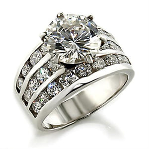 03625 - High-Polished 925 Sterling Silver Ring with AAA Grade CZ  in Clear