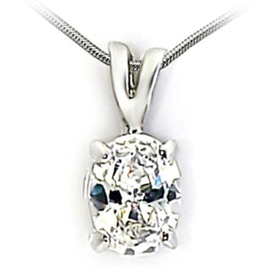 03922 - Rhodium Brass Pendant with AAA Grade CZ  in Clear