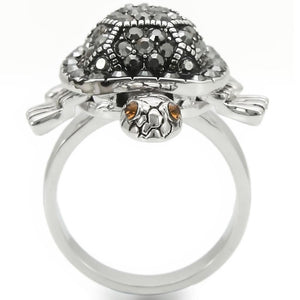0W285 - Rhodium Brass Ring with Top Grade Crystal  in Multi Color