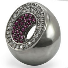 Load image into Gallery viewer, 0W304 - Ruthenium Brass Ring with Synthetic Garnet in Ruby
