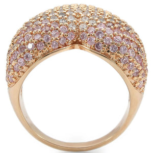 0W319 - Rose Gold Brass Ring with AAA Grade CZ  in Rose