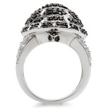 Load image into Gallery viewer, 0W005 - Rhodium + Ruthenium Brass Ring with AAA Grade CZ  in Jet
