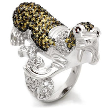 Load image into Gallery viewer, 0W008 - Rhodium + Ruthenium Brass Ring with AAA Grade CZ  in Multi Color