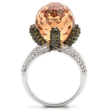 Load image into Gallery viewer, 0W021 - Rhodium + Ruthenium Brass Ring with AAA Grade CZ  in Champagne