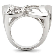 Load image into Gallery viewer, 0W050 - Rhodium Brass Ring with AAA Grade CZ  in Clear