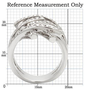 0W061 - Rhodium Brass Ring with AAA Grade CZ  in Clear