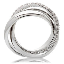Load image into Gallery viewer, 0W065 - Rhodium Brass Ring with AAA Grade CZ  in Clear