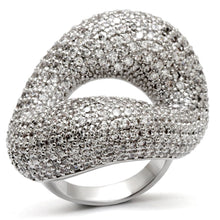Load image into Gallery viewer, 0W066 Rhodium Brass Ring with AAA Grade CZ in Clear