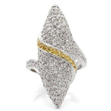 Load image into Gallery viewer, 0W099 - Gold+Rhodium Brass Ring with AAA Grade CZ  in Topaz