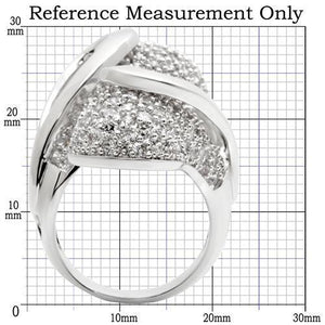 0W118 - Rhodium Brass Ring with AAA Grade CZ  in Clear