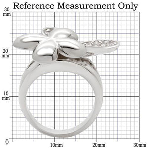 0W147 - Rhodium Brass Ring with AAA Grade CZ  in Clear