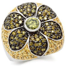 Load image into Gallery viewer, 0W154 - Rhodium+Gold+ Ruthenium Brass Ring with AAA Grade CZ  in Multi Color