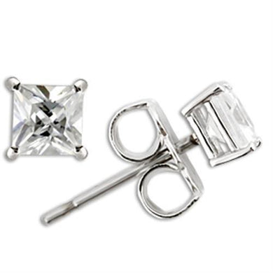 0W158 - Rhodium 925 Sterling Silver Earrings with AAA Grade CZ  in Clear