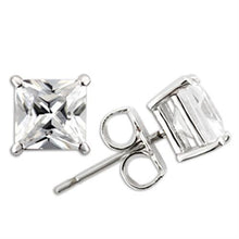 Load image into Gallery viewer, 0W160 - Rhodium 925 Sterling Silver Earrings with AAA Grade CZ  in Clear