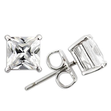 0W160 - Rhodium 925 Sterling Silver Earrings with AAA Grade CZ  in Clear