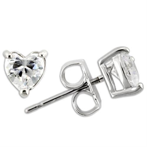 0W165 - Rhodium 925 Sterling Silver Earrings with AAA Grade CZ  in Clear