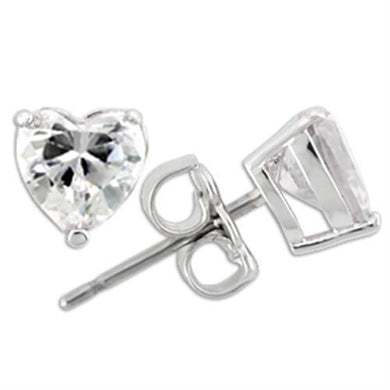 0W166 - Rhodium 925 Sterling Silver Earrings with AAA Grade CZ  in Clear