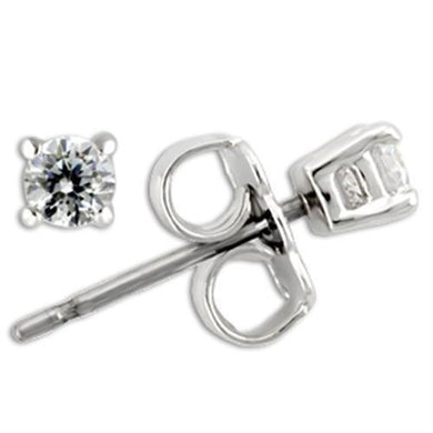 0W169 - Rhodium 925 Sterling Silver Earrings with AAA Grade CZ  in Clear