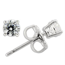 Load image into Gallery viewer, 0W170 - Rhodium 925 Sterling Silver Earrings with AAA Grade CZ  in Clear