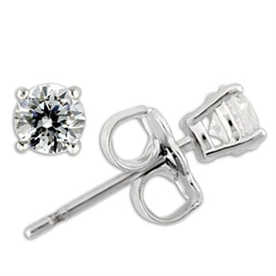 0W170 - Rhodium 925 Sterling Silver Earrings with AAA Grade CZ  in Clear