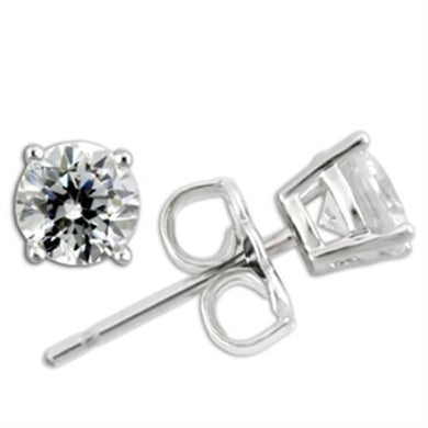 0W171 - Rhodium 925 Sterling Silver Earrings with AAA Grade CZ  in Clear