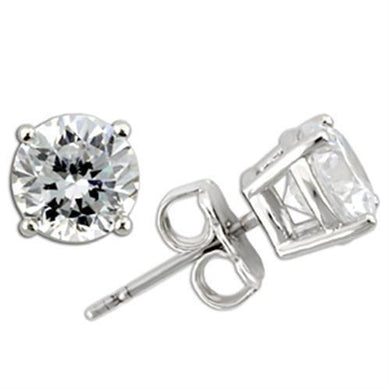 0W173 - Rhodium 925 Sterling Silver Earrings with AAA Grade CZ  in Clear