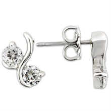 Load image into Gallery viewer, 0W176 - Rhodium 925 Sterling Silver Earrings with AAA Grade CZ  in Clear