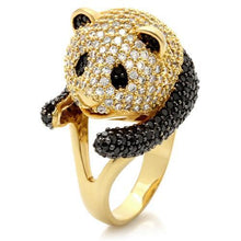 Load image into Gallery viewer, 0W182 - Gold+Ruthenium Brass Ring with AAA Grade CZ  in Jet