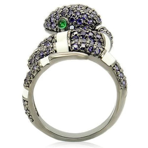 0W184 - Ruthenium Brass Ring with AAA Grade CZ  in Multi Color