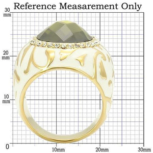 0W200 Gold Brass Ring with AAA Grade CZ in Olivine color