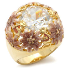 Load image into Gallery viewer, 0W203 - Matte Gold &amp; Gold Brass Ring with AAA Grade CZ  in Clear