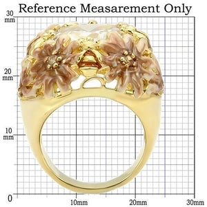 0W203 - Matte Gold & Gold Brass Ring with AAA Grade CZ  in Clear