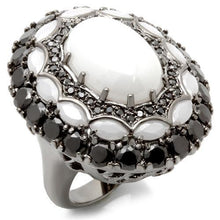 Load image into Gallery viewer, 0W213 - Ruthenium Brass Ring with Milky CZ  in White