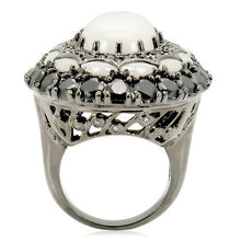 Load image into Gallery viewer, 0W213 - Ruthenium Brass Ring with Milky CZ  in White
