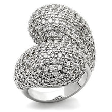 Load image into Gallery viewer, 0W216 - Rhodium Brass Ring with AAA Grade CZ  in Clear
