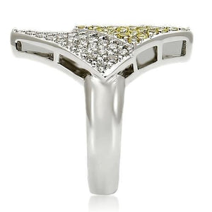 0W220 Rhodium Brass Ring with AAA Grade CZ in Topaz