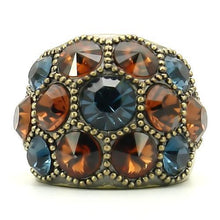 Load image into Gallery viewer, 0W234 - Antique Copper Brass Ring with Top Grade Crystal  in Multi Color