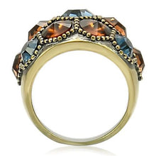 Load image into Gallery viewer, 0W234 - Antique Copper Brass Ring with Top Grade Crystal  in Multi Color