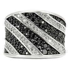 Load image into Gallery viewer, 0W242 - Rhodium + Ruthenium Brass Ring with AAA Grade CZ  in Jet