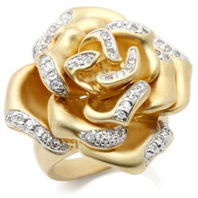 Load image into Gallery viewer, 0W250 - Matte Gold &amp; Rhodium Brass Ring with AAA Grade CZ  in Clear