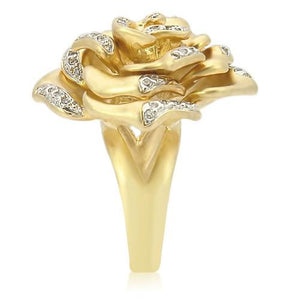 0W250 - Matte Gold & Rhodium Brass Ring with AAA Grade CZ  in Clear