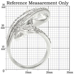 0W253 - Rhodium Brass Ring with AAA Grade CZ  in Clear