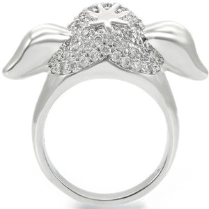 0W280 - Rhodium Brass Ring with Top Grade Crystal  in Jet