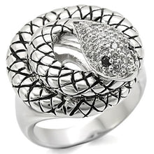 Load image into Gallery viewer, 0W281 - Rhodium Brass Ring with AAA Grade CZ  in Jet